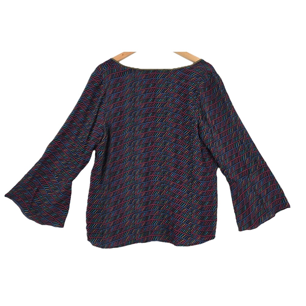 Plenty by Tracy Reese Womens L Tribal Print Bell Sleeve Blouse - Picture 5 of 11